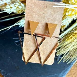 Double Triangle Drop Earrings 18K Gold Plated